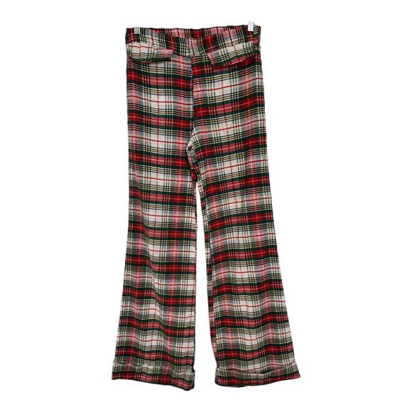 Vintage Handmade Red, Green Plaid high rise wide leg cuffed pants size medium - Picture 6 of 16